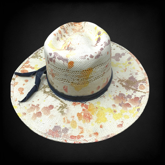 Charlie 1 Horse Paint Splatter Straw Western Cowboy Hat Sz L Festival Lucchese main image 9